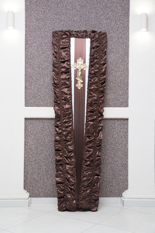 Гроб коричневый атлас драпировка GD-6-atlas
